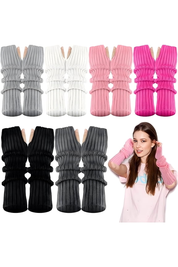 2026 New Womens Girls Fingerless Gloves,Winter Warm Knit Crochet Thumbhole Arm Warmers,Cute Lolita Costume School Arm Warmers Sleeves for Cosplay,Party,Casual,Outdoor,Winter Wear