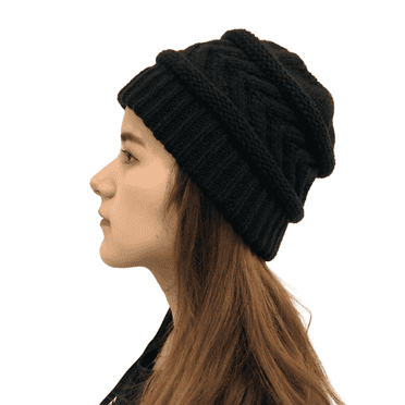 TELOLY Womens Hats Versatile and Trendy Wool Beanie for Women Knitting Hats for Women,Black