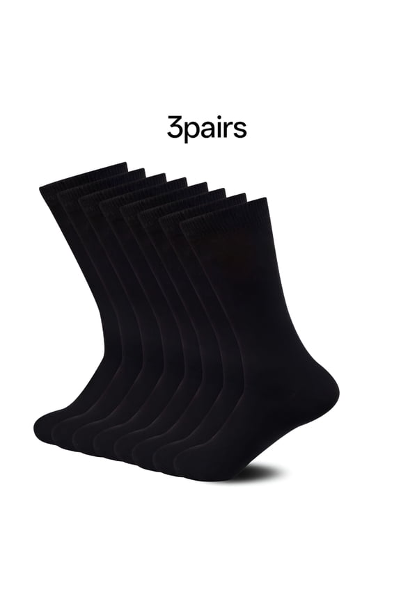 Wool Socks for Men,Mens Thin Wool Socks,Winter Thermal Wool Dress Socks,Black Crew Socks 3 Pairs Black Dress Socks for Men One Size