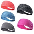 thumbnail image 1 of Workout Sport Headband for Yoga/Running/Cycling/Exercise Elastic Sweatband Hair Wrap (Pack of 5), 1 of 5