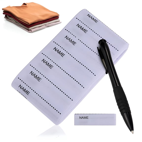 TELOLY Woven Name Tapes for Clothing, 200 Pcs Washable Custom Name Tags with Pen, Personalized Labels for School Uniforms and Garments