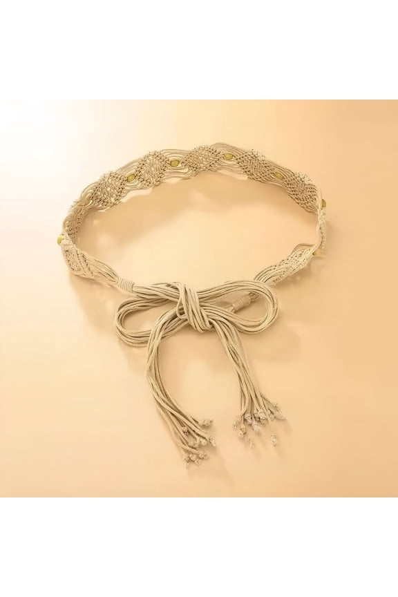 Woven Tassel Belt Braided Waistband Tie Strap Boho Girls Wide Waist Rope Chain Waist Belts For Dress Waistband Accessories