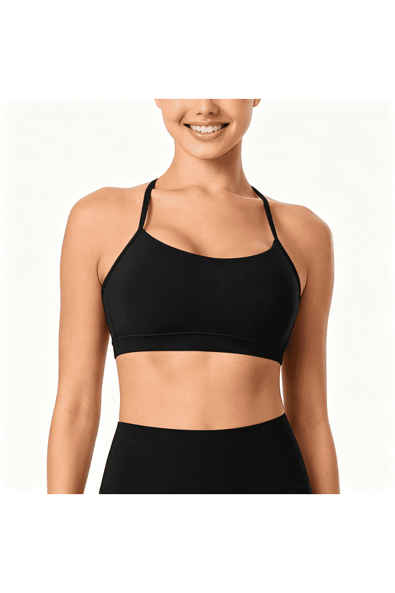 Y Racerback Sports Bra for Women Wirefree Padded Strappy Yoga Bra Wirefree Padded Strappy Cage Bra