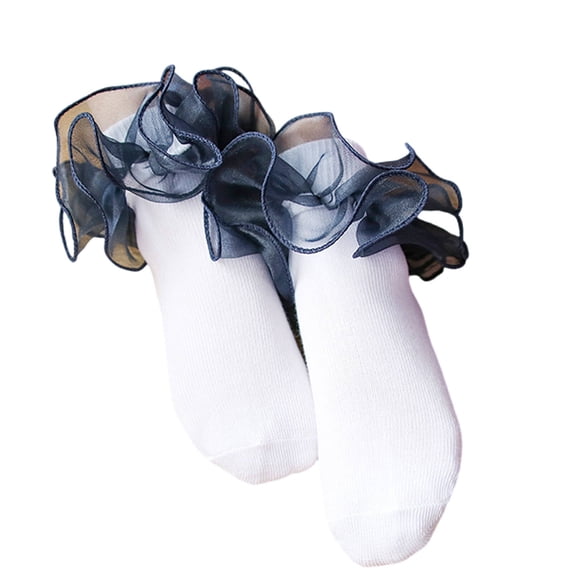 TELOLYRUFFLE Socks Woman,Multiple Color Combinationswomens Ankle Socks,Flexible and Versatile Stylingfrilly Socks Women,Black