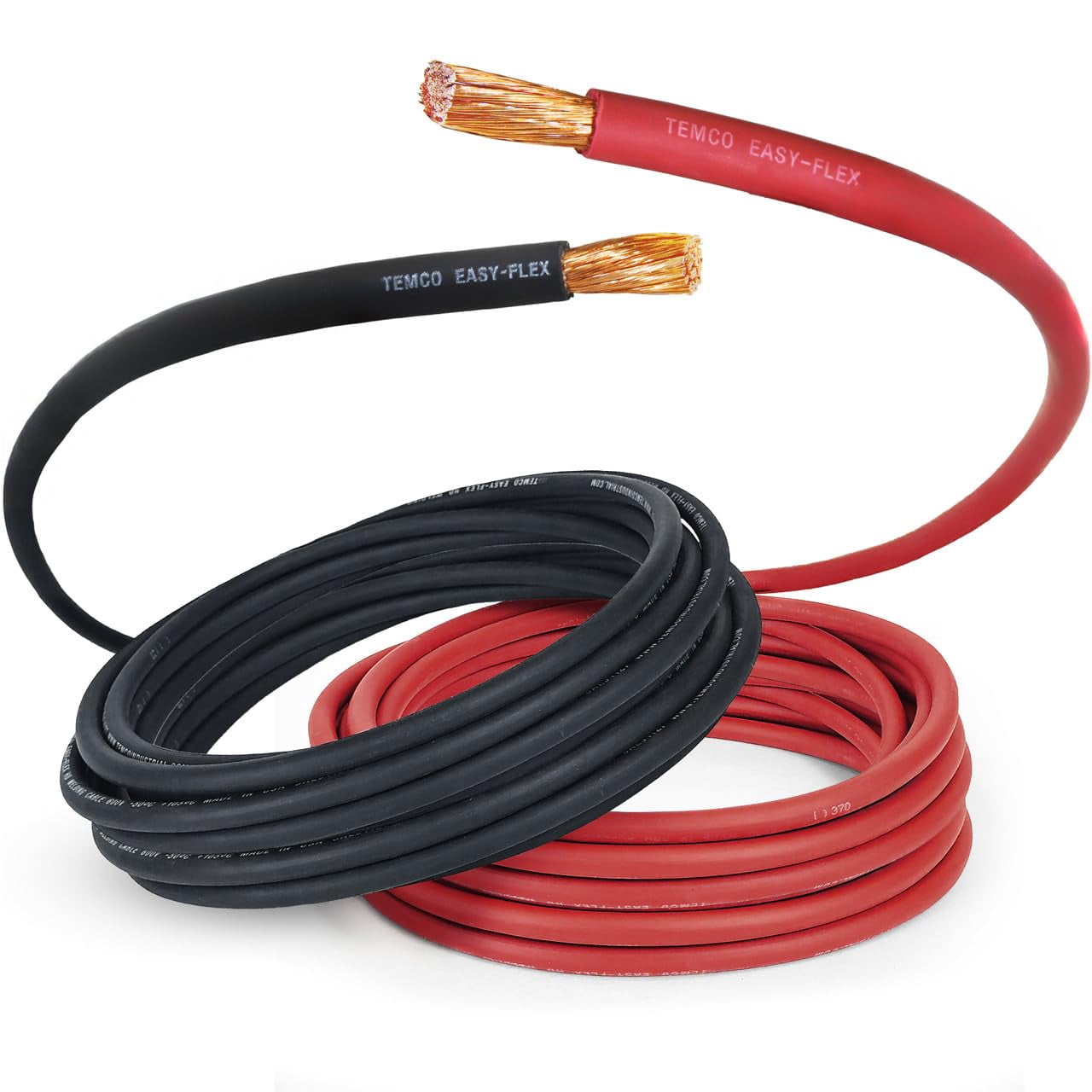 TEMCo 1/0 Gauge AWG 200 Ft Black + 200 Ft Red Flexible Copper Welding Cable Battery Wire