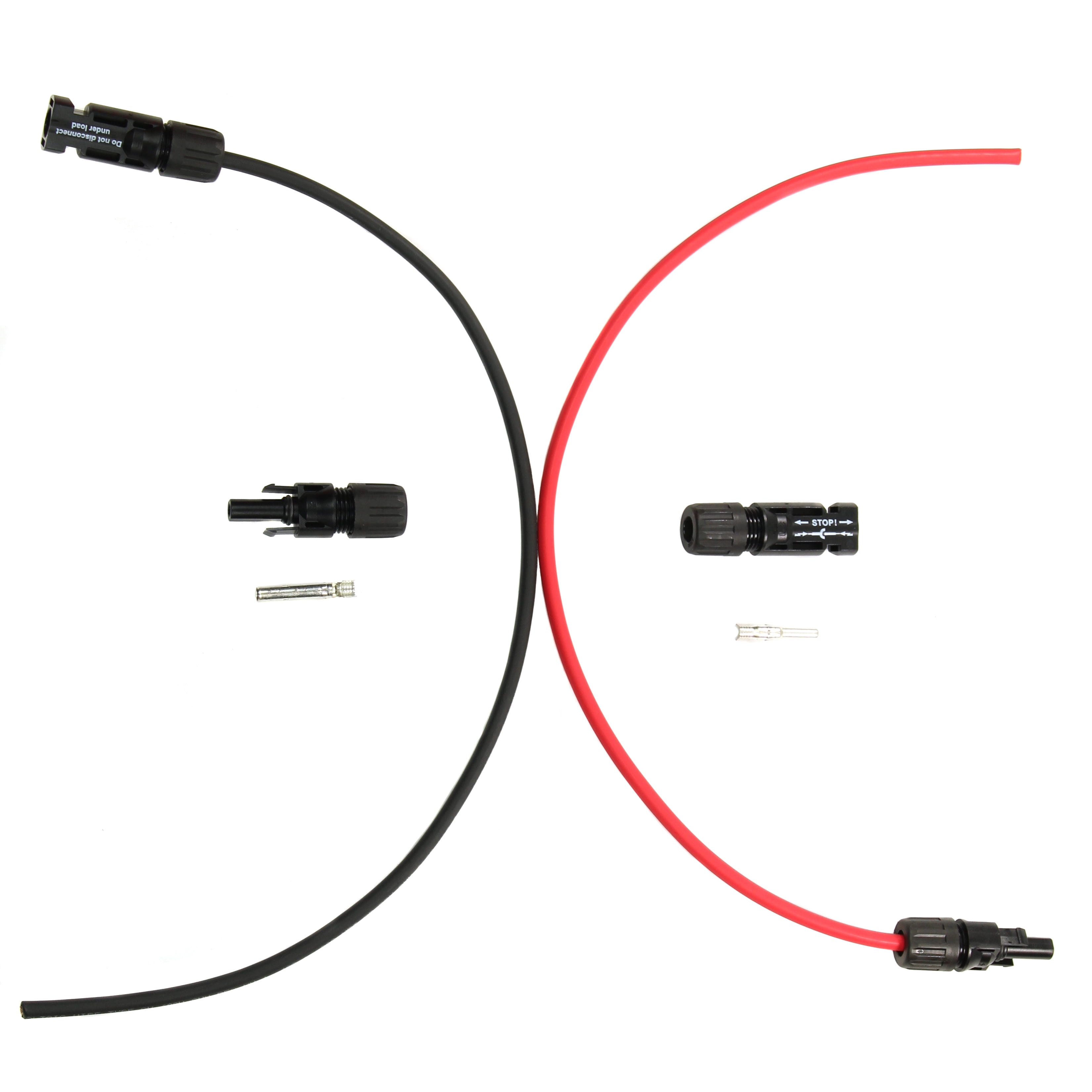 TEMCo 10 AWG PV Solar Extension Wire, 1 Ft Pair, Staubli MC4 Connectors