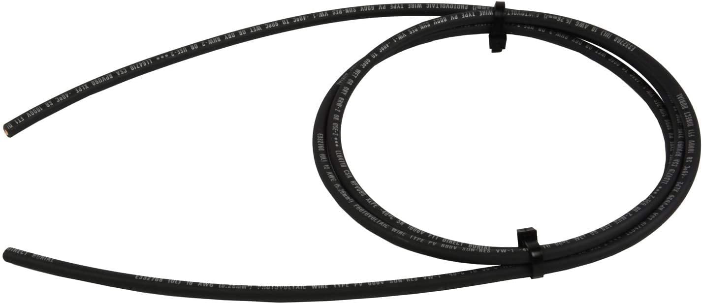 TEMCo 10 AWG PV Solar Panel Wire 10 Ft Black Power Cable UL 4703 Copper MADE IN USA