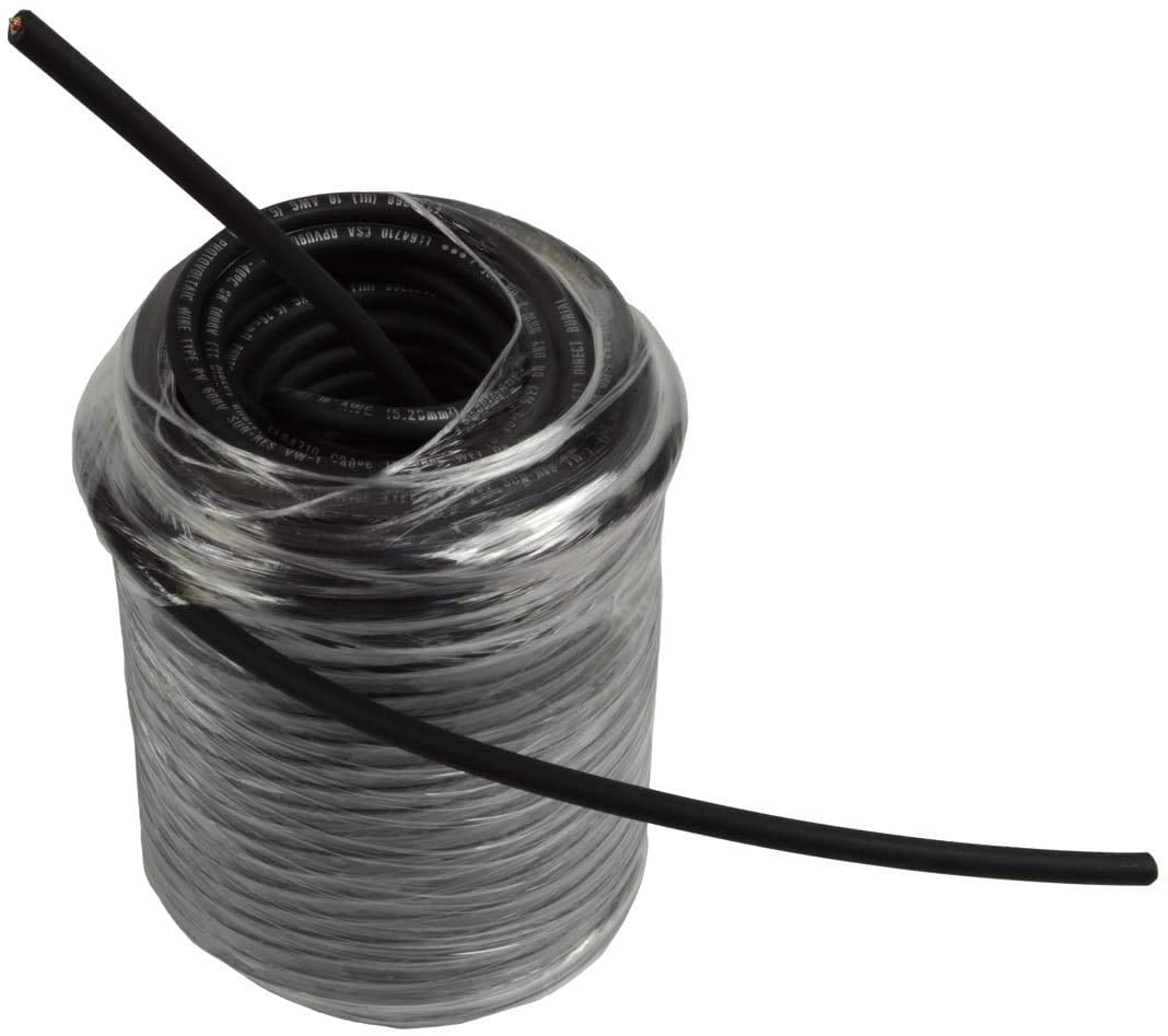 TEMCo 10 AWG PV Solar Panel Wire 250 Ft Black Power Cable UL 4703 Copper MADE IN USA
