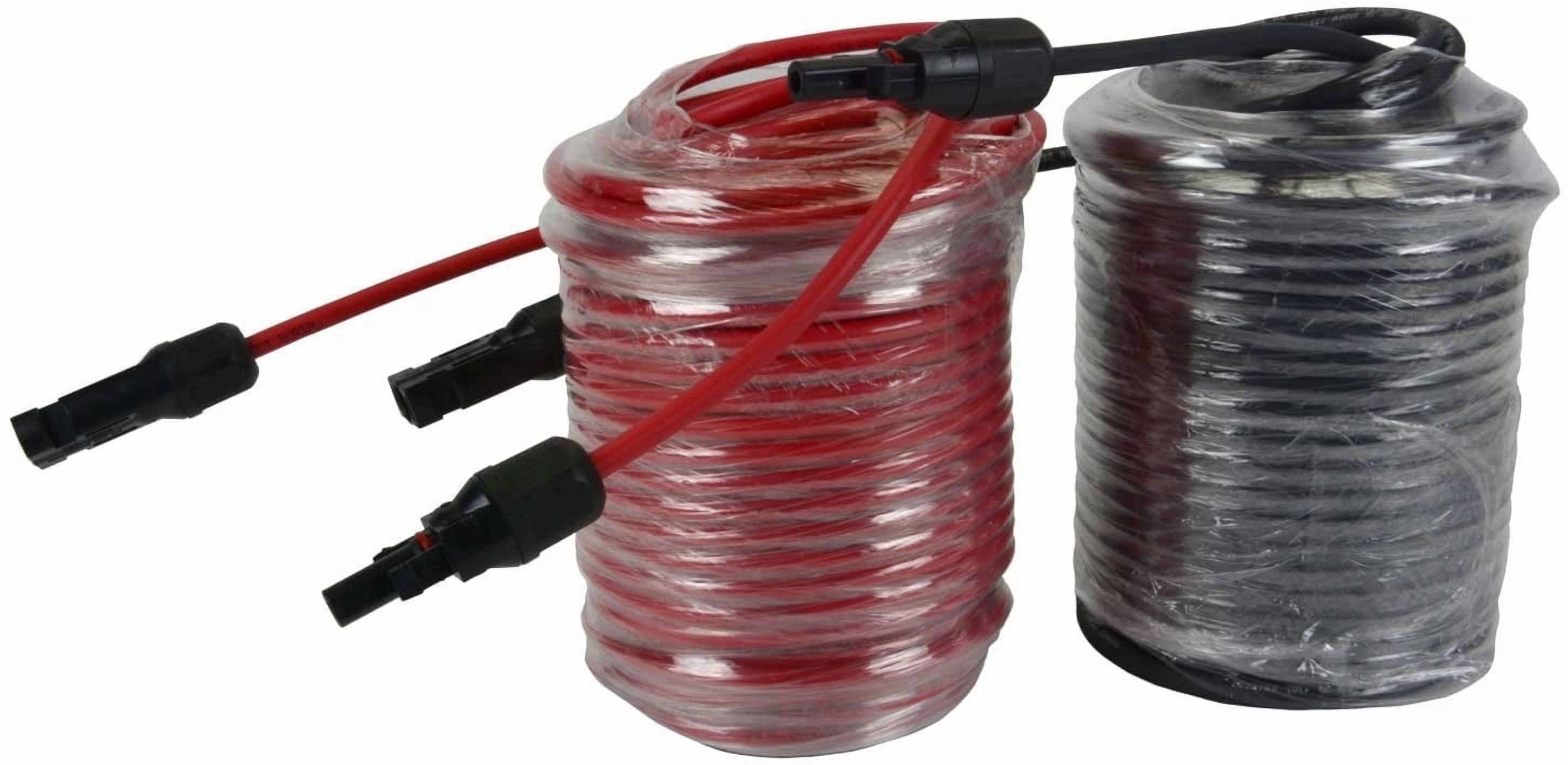 TEMCo 10 AWG Solar Panel Extension MC4 PV Cable - 100 Ft Black + 100 Ft Red USA