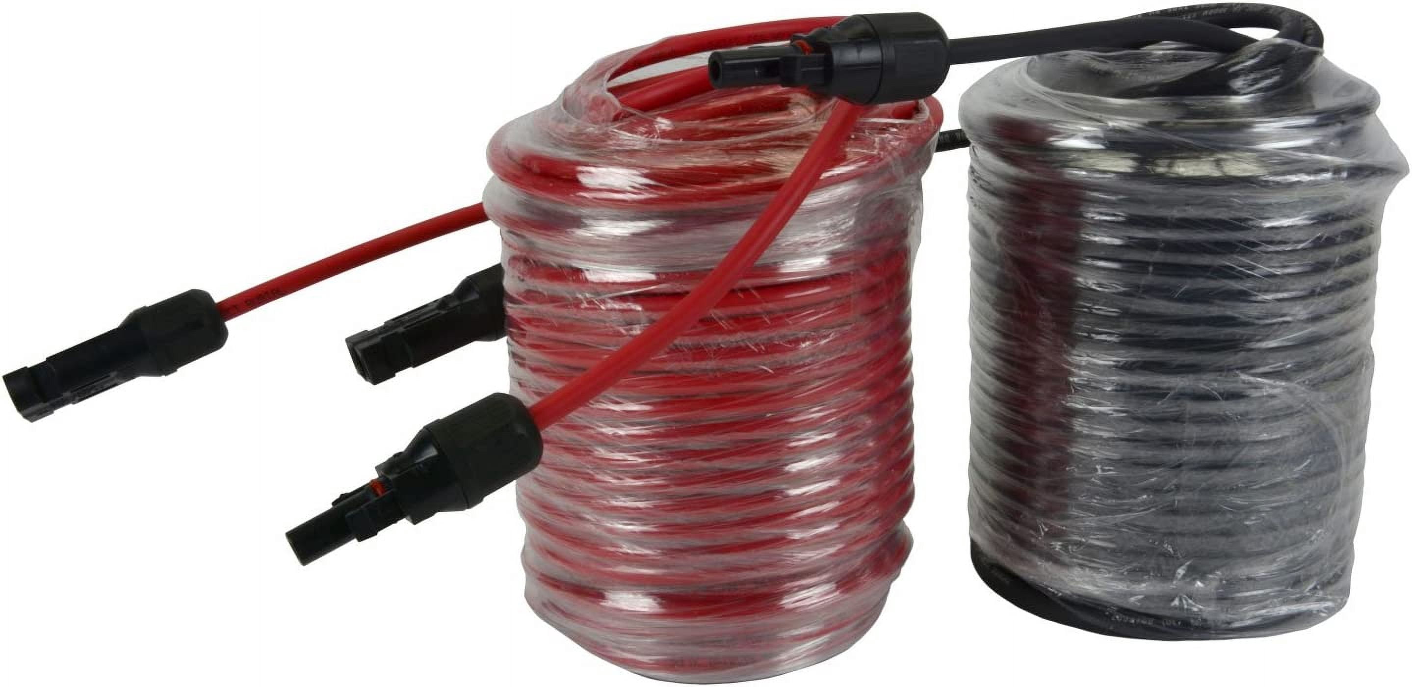 TEMCo 100' Red + 100' Black 10 AWG/Gauge Solar Panel Extension Cable with M/F Solar Connector Ends (Variety of Lengths Available)