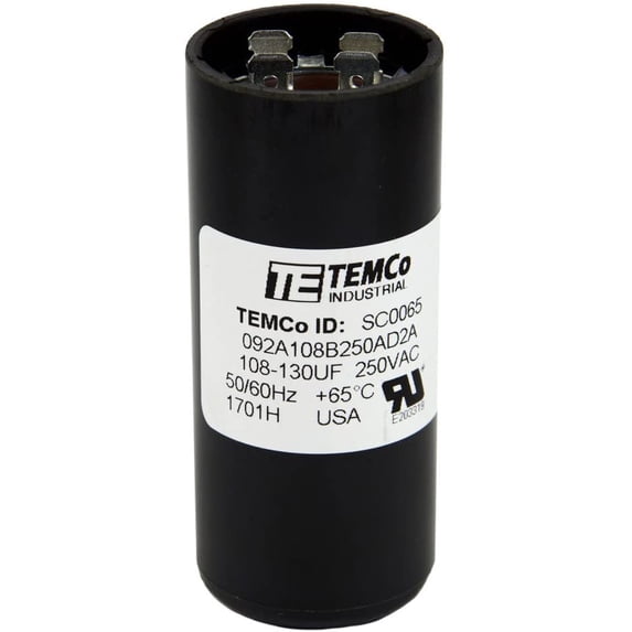 TEMCo 108-130 uF MFD CD60 Start Capacitor 220-250V AC Round | 50/60 Hz