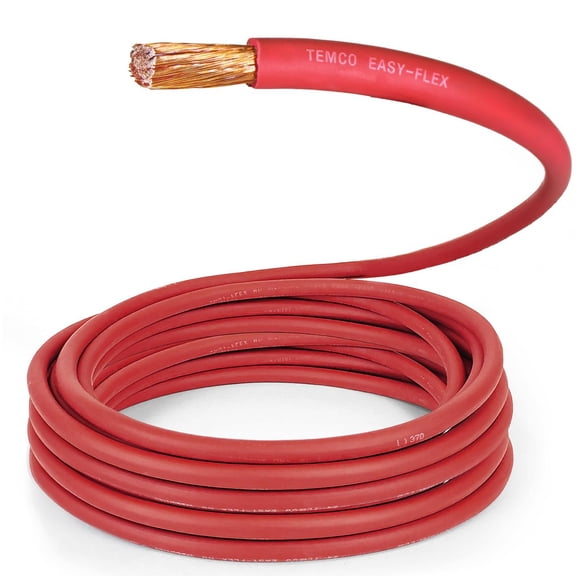 TEMCo 2/0 Gauge AWG 100 Ft Red Flexible Copper USA Welding Cable Battery Wire