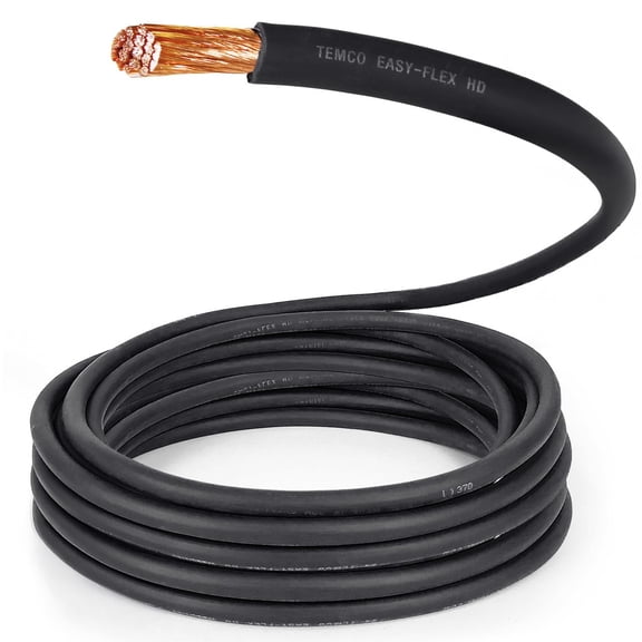 TEMCo 3/0 Gauge AWG 5 Ft Black Flexible Copper USA Welding Cable Battery Wire