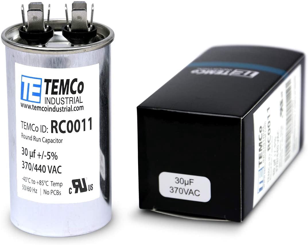 TEMCo 30 uF Run Capacitor CBB65, 30 MFD, 370V, Round, 50/60Hz - Walmart.com