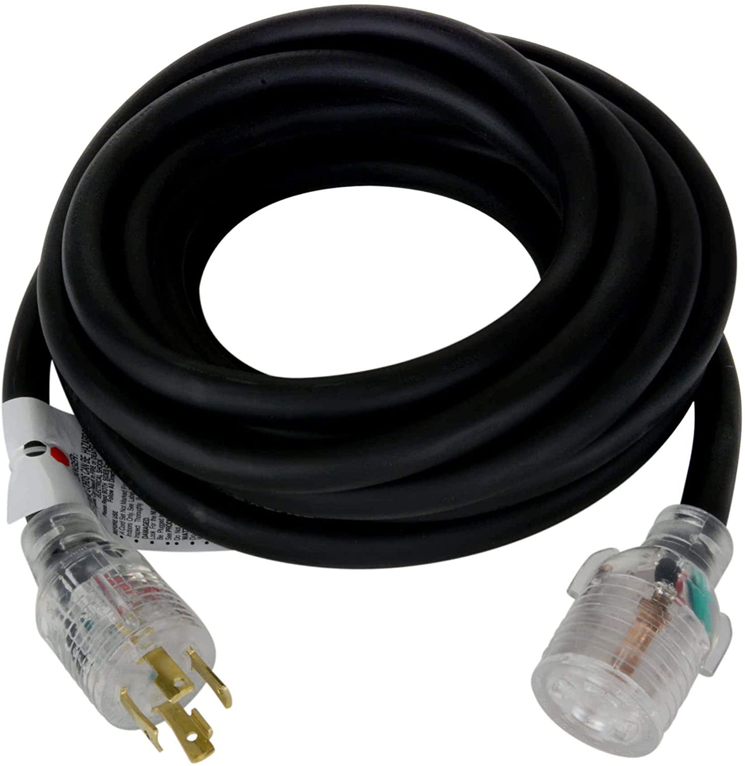 TEMCo 50 ft Extreme Cold Weather Generator Extension Cord L14-30 30 Amp Black