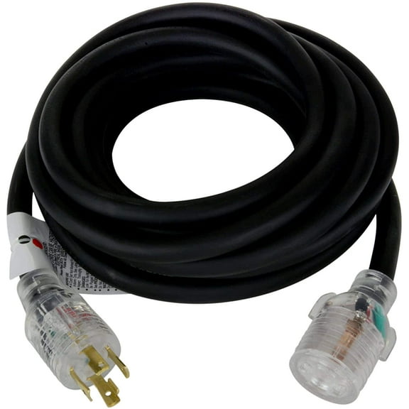 TEMCo 50 ft Extreme Cold Weather Generator Extension Cord L14-30 30 Amp Black