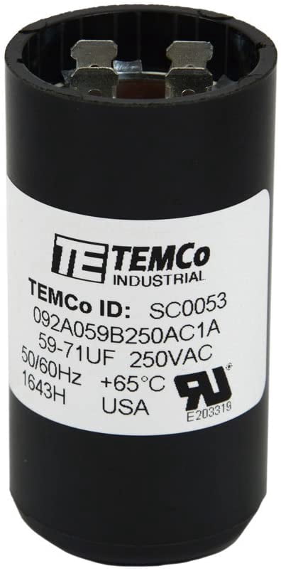 TEMCo 59-71 uF MFD CD60 Start Capacitor 220-250V AC Round | 50/60