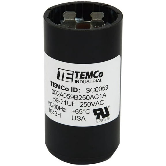 TEMCo 59-71 uF MFD CD60 Start Capacitor 220-250V AC Round | 50/60 Hz