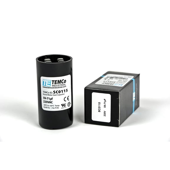 TEMCo 59-71 uF MFD CD60 Start Capacitor 220V AC Round | 50/60 Hz