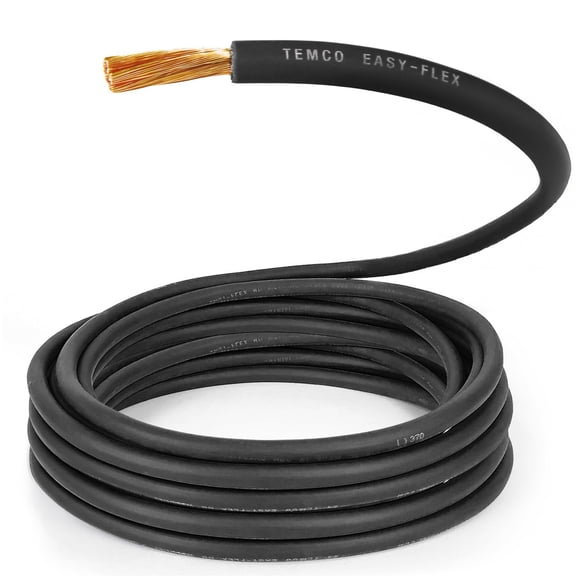 TEMCo 6 Gauge AWG 100 Ft Black Flexible Copper Welding Cable Battery Wire USA