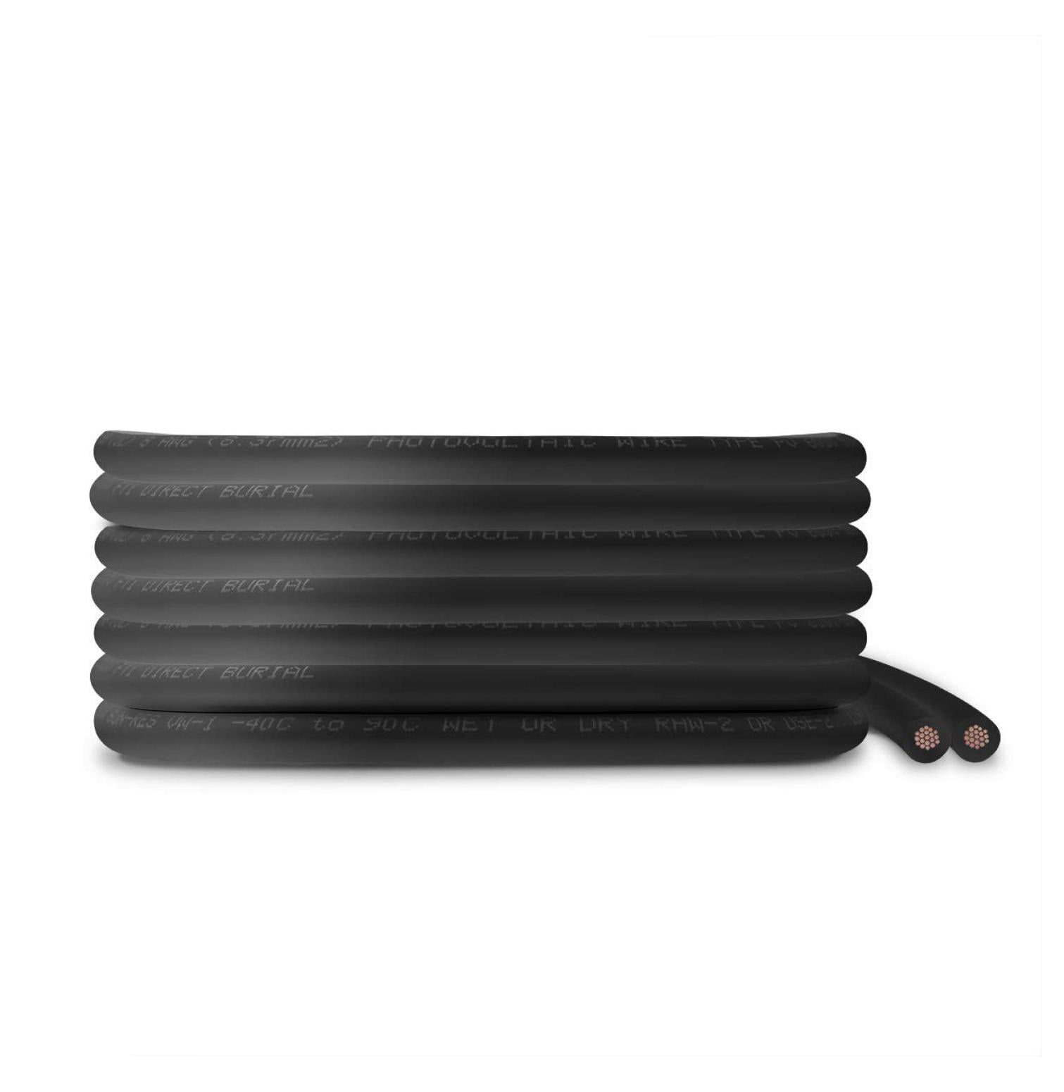 TEMCo 8 AWG/Gauge Solar Cable - Made in The USA 100 Feet Black (Variety of Lengths Available)