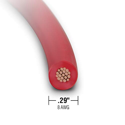 TEMCo 8 AWG/Gauge Solar Cable - Made in The USA 100 Feet Red (Variety of Lengths Available)