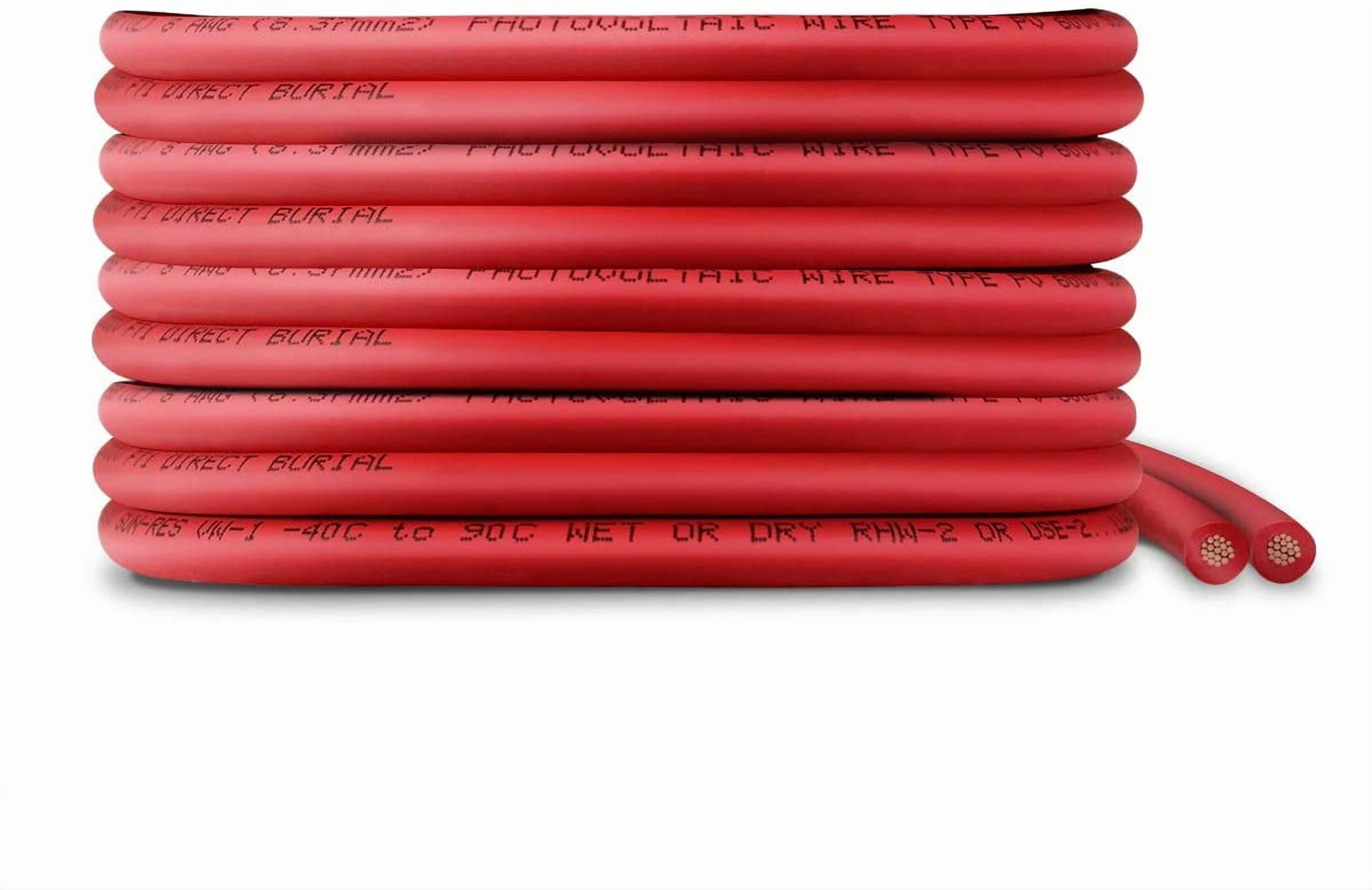 TEMCo 8 AWG PV Solar Panel Wire 100 Ft Red Power Cable UL 4703 Copper MADE IN USA