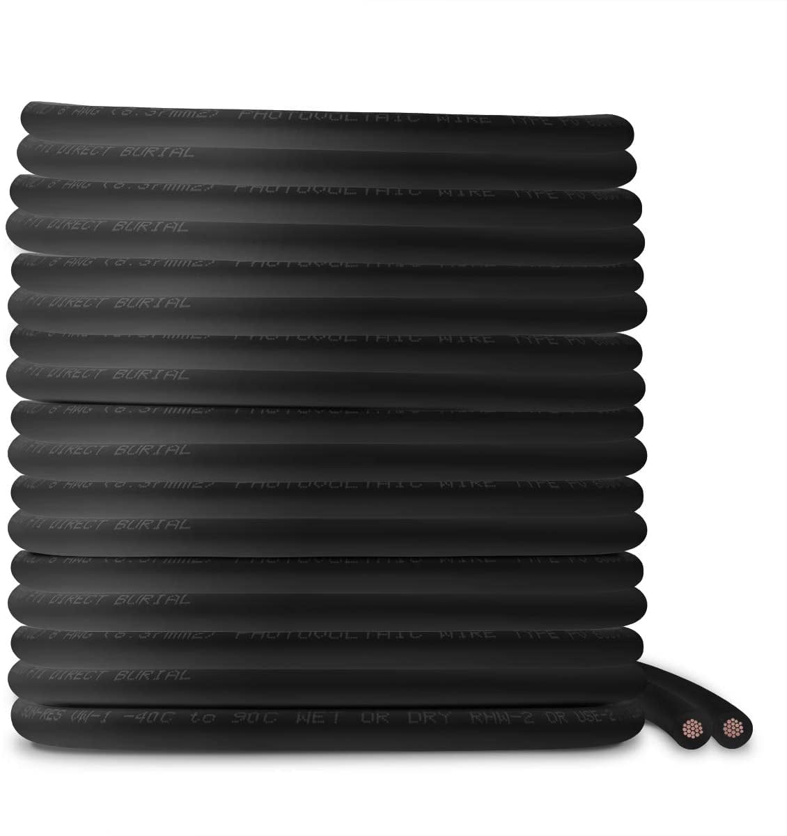 TEMCo 8 AWG PV Solar Panel Wire 250 Ft Black Power Cable UL 4703 Copper MADE IN USA