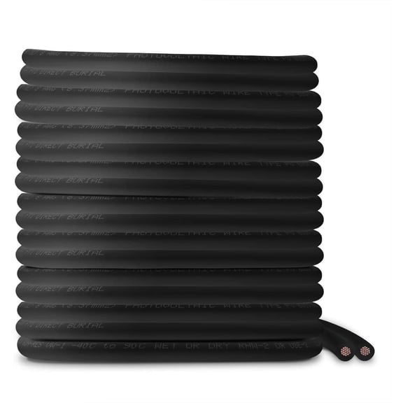 TEMCo 8 AWG PV Solar Panel Wire 250 Ft Black Power Cable UL 4703 Copper MADE IN USA