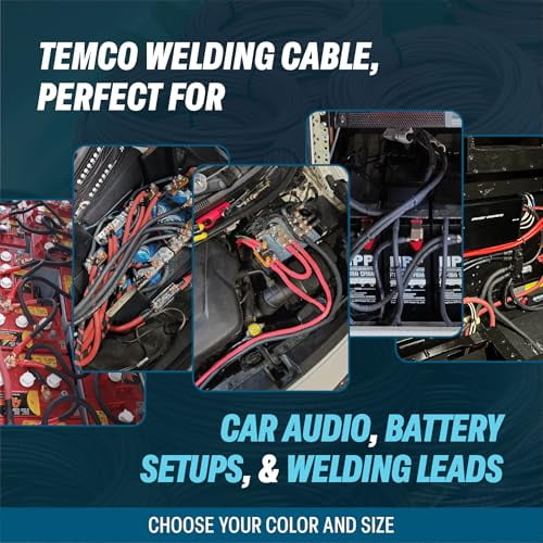 TEMCo INDUSTRIAL WC0201-30' (15' Blk, 15' Red) 6 Gauge AWG Welding Lead & Car Battery Cable Copper Wire Black + RED | Made in USA
