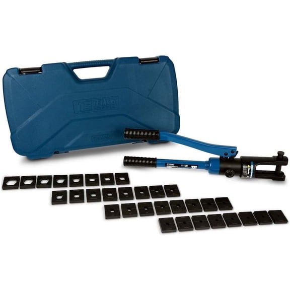 TEMCo Industrial TH0005 V2.0, 10 AWG to 600 MCM Hydraulic Cable and Wire Lug Crimper, 32 Piece