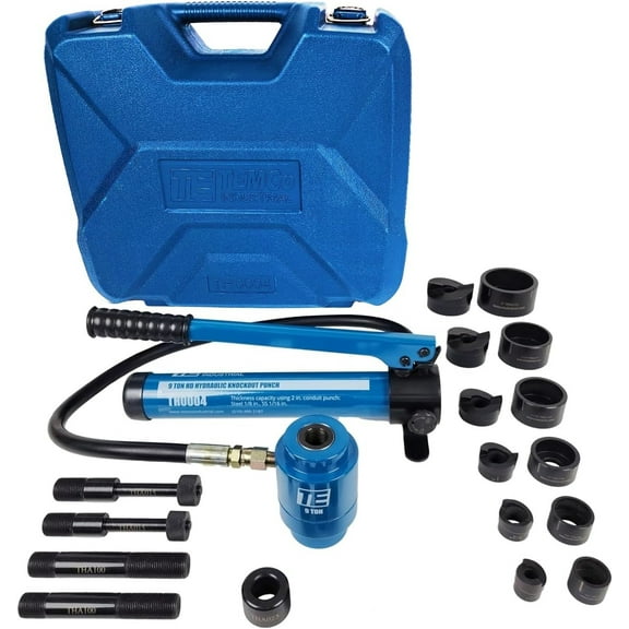 TEMCo TH0004 Hydraulic Knockout Punch 1/2"-2" Set - Electrical Conduit Hole Cutter KO Kit
