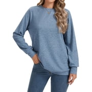 TEMOFON Women's Crewneck Sweatshirts Lightweight Long Sleeve Tunic Tops Cute Pullover Shirts