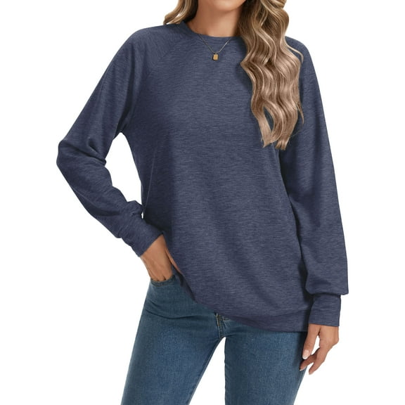 TEMEFON Women's Crewneck Sweatshirts Lightweight Long Sleeve Tunic Tops Cute Pullover Shirts