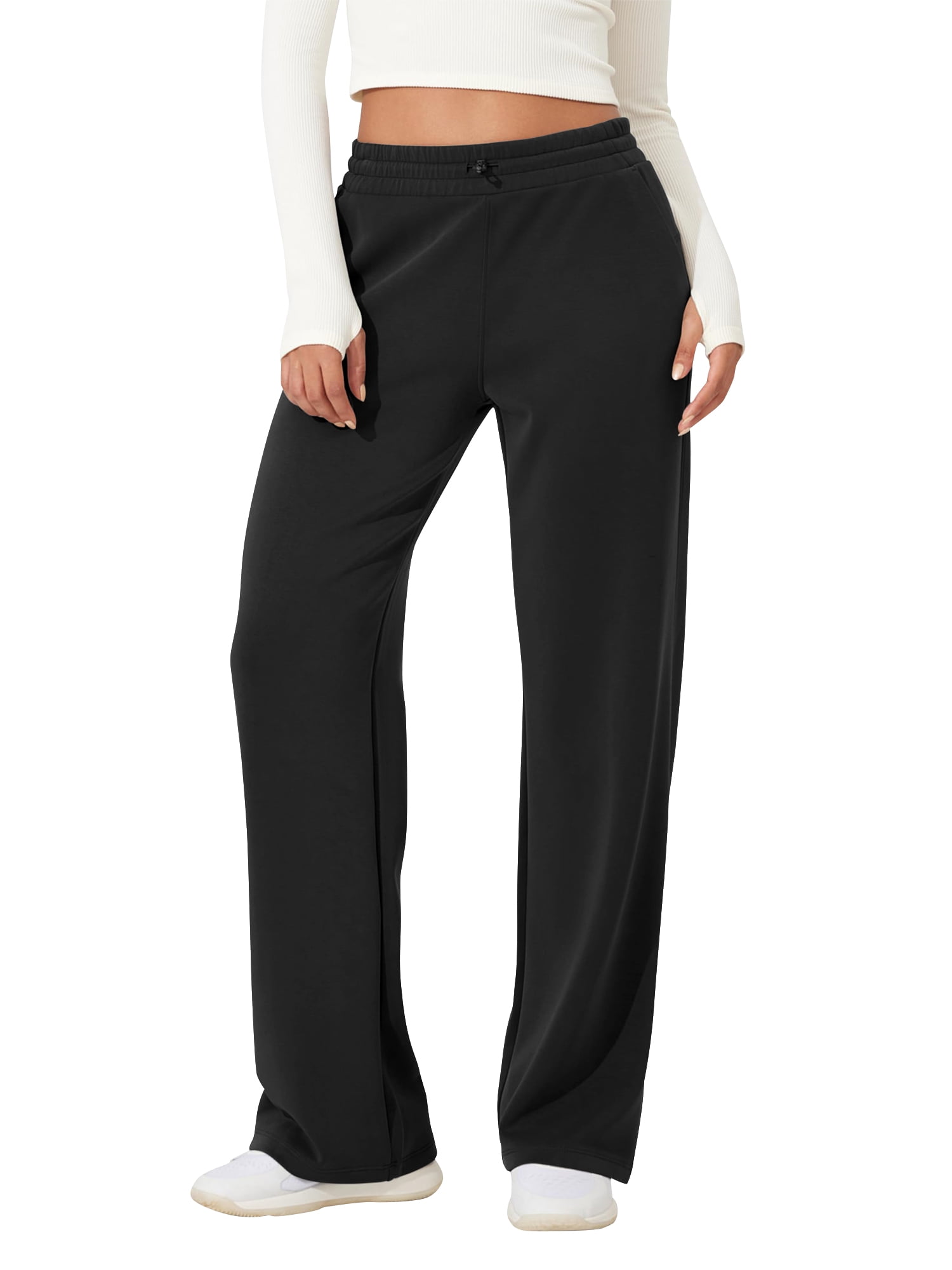 Women's Wide Leg Sweatpants with Pockets High Waisted Lounge Pants Casual Drawstring Athletic Joggers