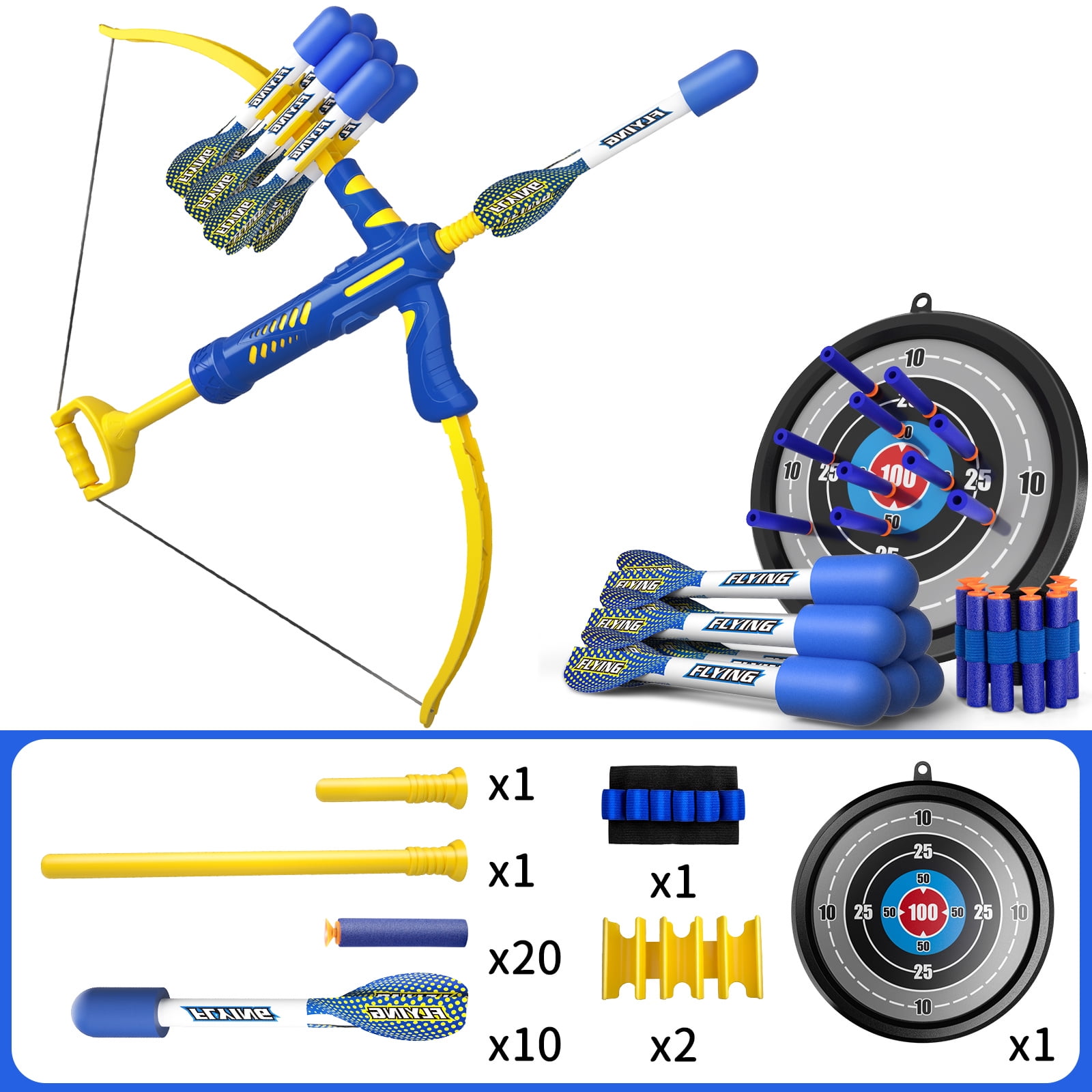 TEMI Bow And Arrow Set For Kids 812, Kids Foam Bow Arrow Archery Set Shoots Over 120 Feet