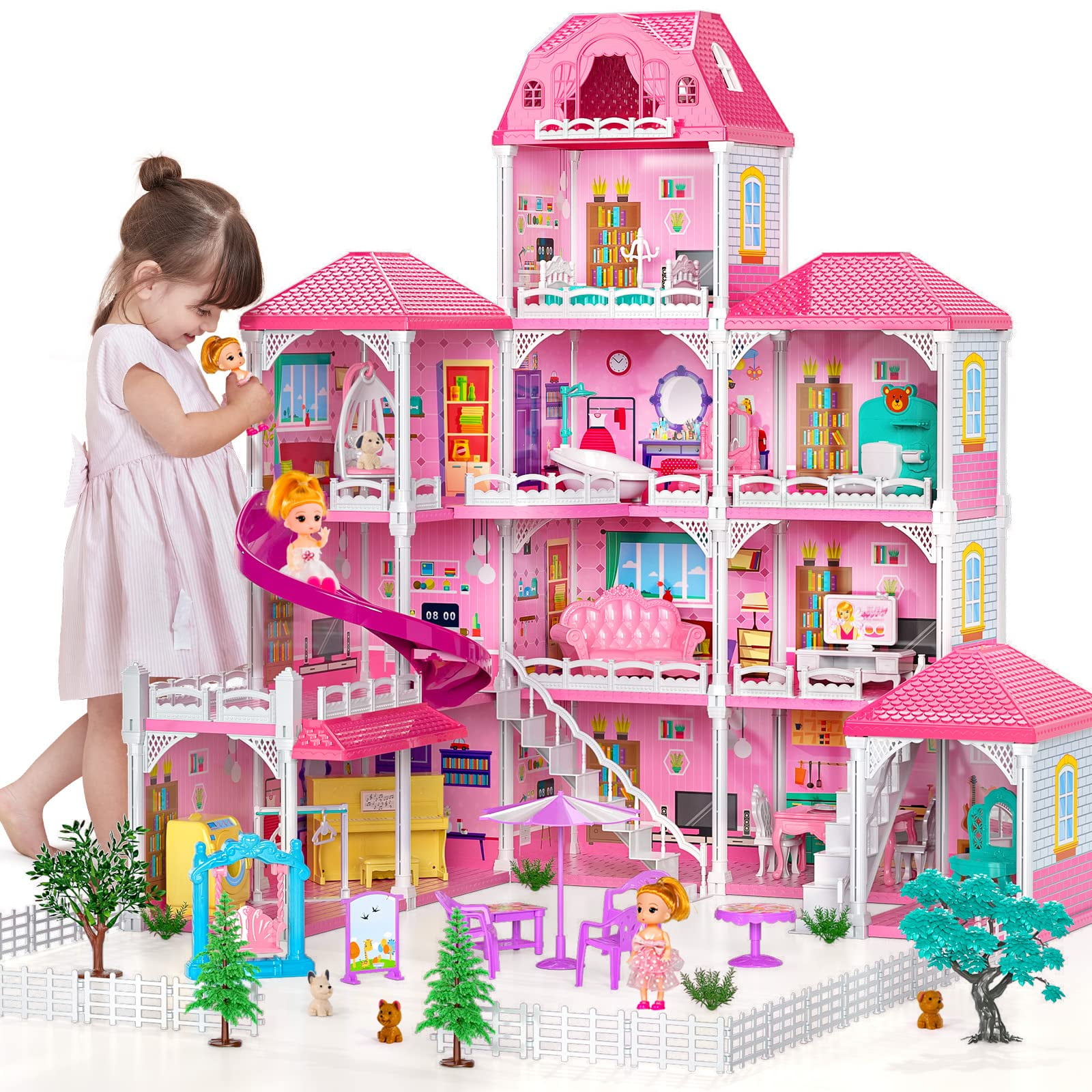 Buy EP EXERCISE N PLAY Dollhouse Dream House Building Toys, Large Doll House  with 2 Dolls and Furniture Accessories 8 Rooms Miniature Dreamhouse for  Toddlers Kids Girls 3 4 5 6 7