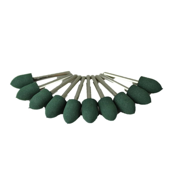 TEMO 10 pc 10 mm (3/8 Inch) Bullet Rubber Rotary Tool Polishing Burr with 3 mm (1/8 Inch) Shank for Dremel and Compatible