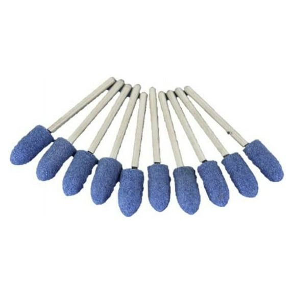 TEMO 10 pc 8 mm (5/16 Inch) Bullet Blue Mounted Stone Point Grinding Abrasive Set 1/8 Inch (3 mm) Shank for Dremel and Compatible Rotary Tool