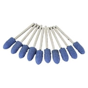 TEMO 10 pc 8 mm 5/16 Inch Bullet Blue Mounted Stone Point Grinding Abrasive Set 1/8 Inch 3 mm Shank for Dremel and Compatible Rotary Tool