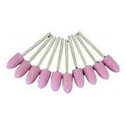 TEMO 10 pc 8 mm 5/16 Inch Bullet Pink Aluminum Oxide Mounted Stone Point Grinding Abrasive, 1/8 Inch 3 mm Shank for Dremel and Compatible Rotary Tool