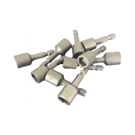 TEMO 10 pc Impact Ready 3/8 Inch (9.5 mm) Magnetic Nutsetter Set 1/4 Inch (6 mm) Shank