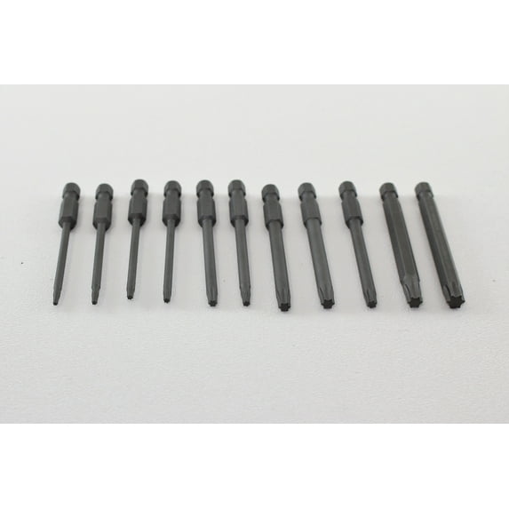 TEMO 11 pc Torx Screwdriver Insert Bit Set 6 point T6-T40 Round Shank 1/4 Inch Hex End 3 Inch Length
