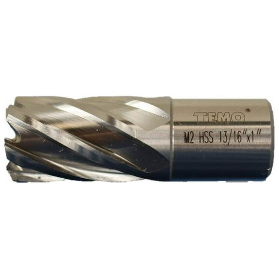 TEMO 13/16 Inch (20.6 mm) M2 Annular Cutter, Weldon Shank, Bright Finish