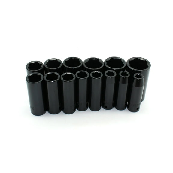 TEMO 14 Pc Deep Impact Imperial Socket Bit Set Cr-V, 6-Point, 3/8 inch - 1-1/4 inch