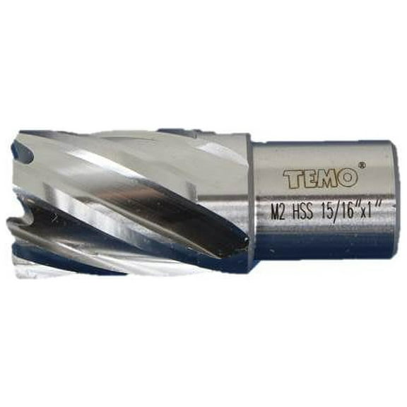 TEMO 15/16 Inch (23.8 mm) M2 Annular Cutter, Weldon Shank, Bright Finish