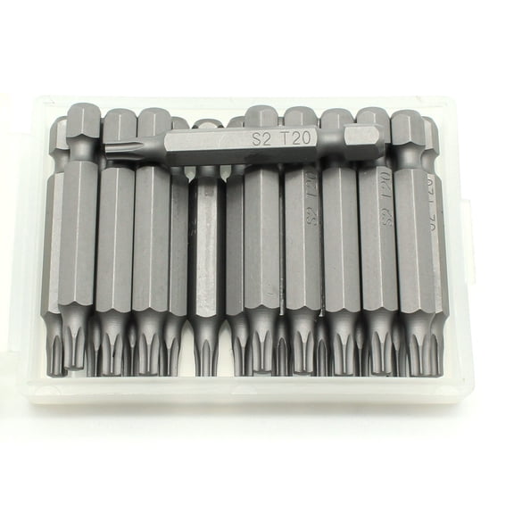 TEMO 20 pc T20 Torx 6 Point Impact Ready 2 Inch Length Screwdriver Insert Bits Hex Shank with Quick Release Slot