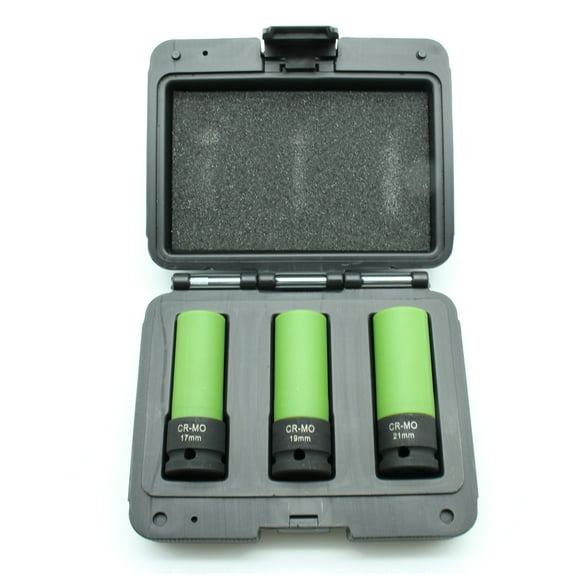 TEMO 3 Pc Wheel Impact Socket 1/2" Drive 3.35 inch Long: 17-19-21