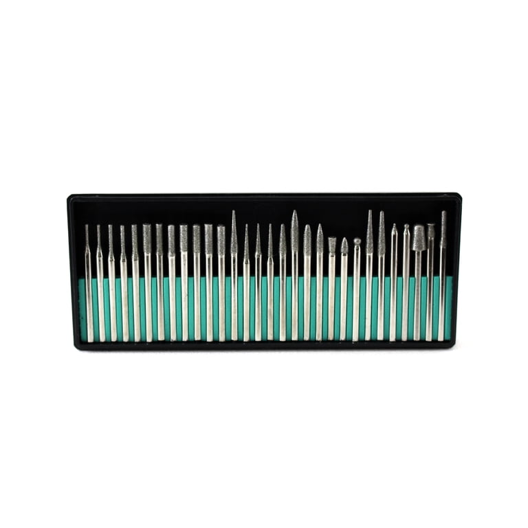 30-Piece 1mm (1/32 Inch) Diamond Coated Burr Set – Grit 80, 1/8 Inch Shank, For Dremel & Rotary Tools