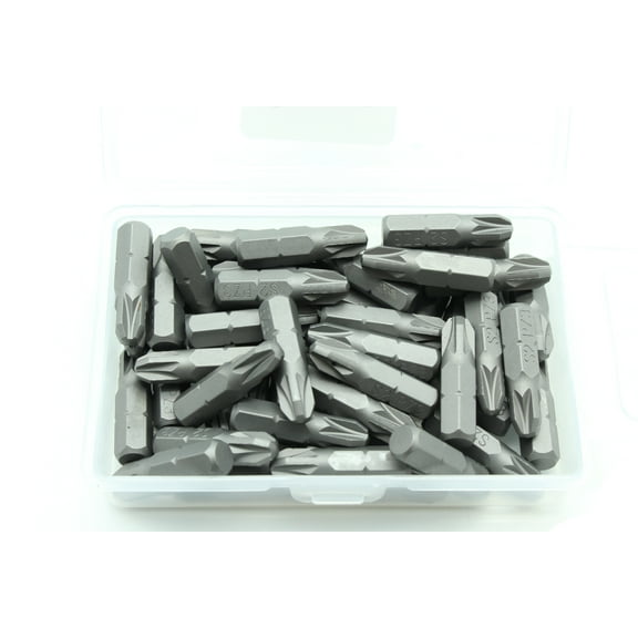 TEMO 50 pc 1 Inch Pozi PZ3 Impact Ready 1 Inch (25 mm) Long Screwdriver Insert Bit Hex Shank with Quick Release Slot Gc